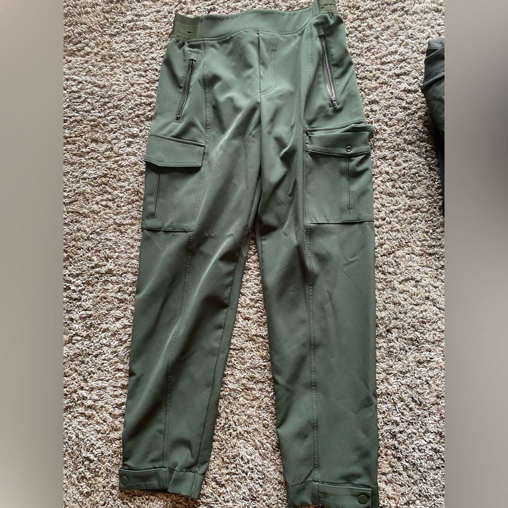 Athleta slim -Fit Olive Cargo Pants with Zip Pockets